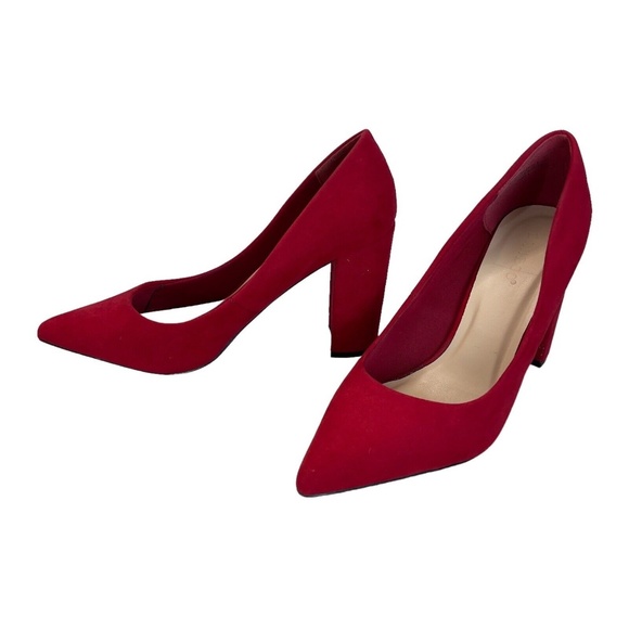 Bamboo Womens 9M Red Velvet Pump Heels - Picture 5 of 10